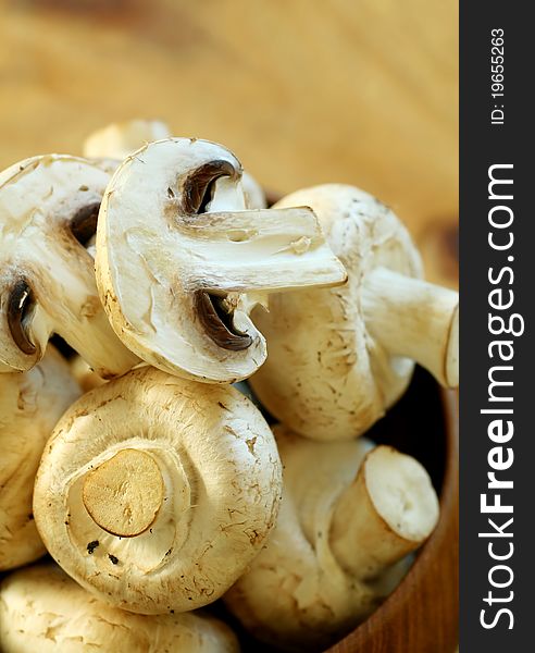 Fresh mushroom on wooden background