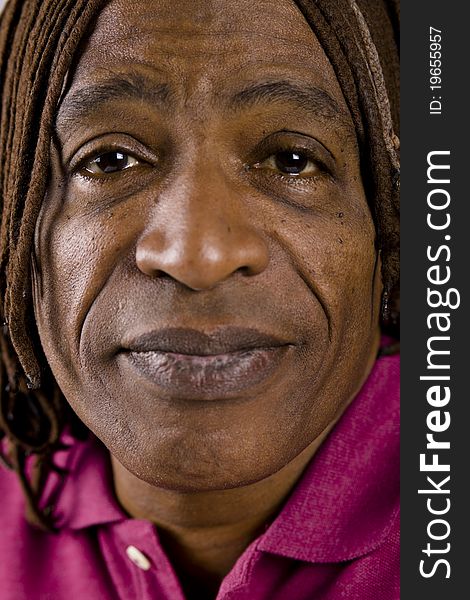 Closeup Portrait of an African American Man with Dreadlocks