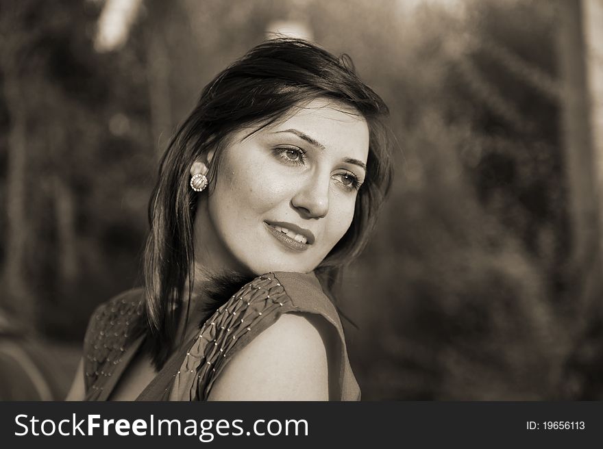 Portrait with beautiful young woman , stylised vintage. Portrait with beautiful young woman , stylised vintage