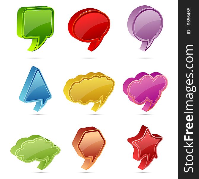 Illustration of set of colorful speech bubble on isolated background