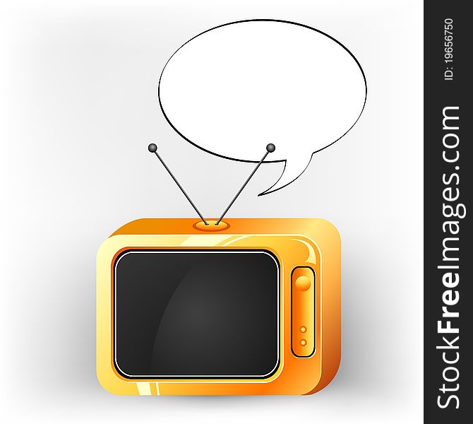 Illustration of television with speech bubble to write message