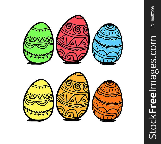 Set of comic style eggs. Set of comic style eggs