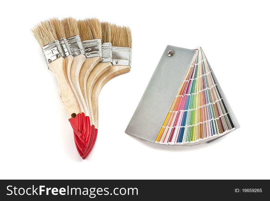 Set of brushes and a catalog of colors