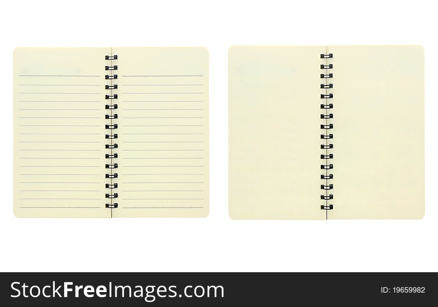 Isolated couple page of blank note book