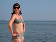 Retro Girl At The Beach Royalty Free Stock Image