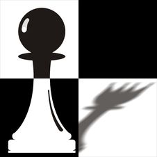 Pawn With A Queen Shade Royalty Free Stock Image