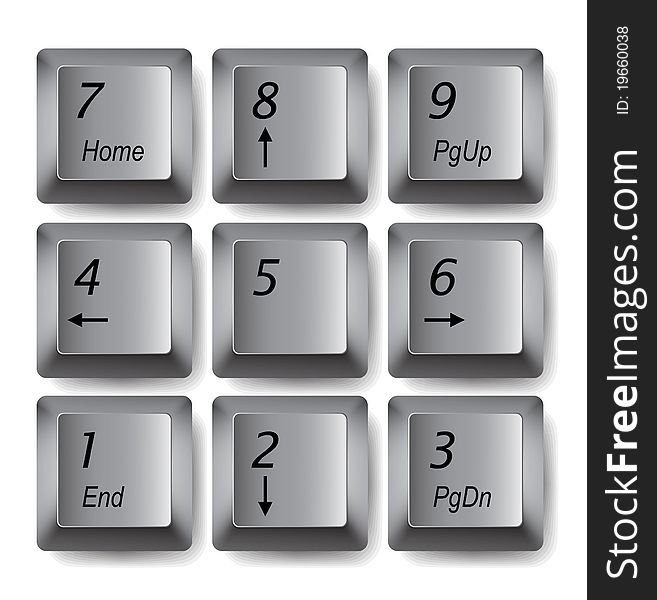 Vector grey keypad buttons set