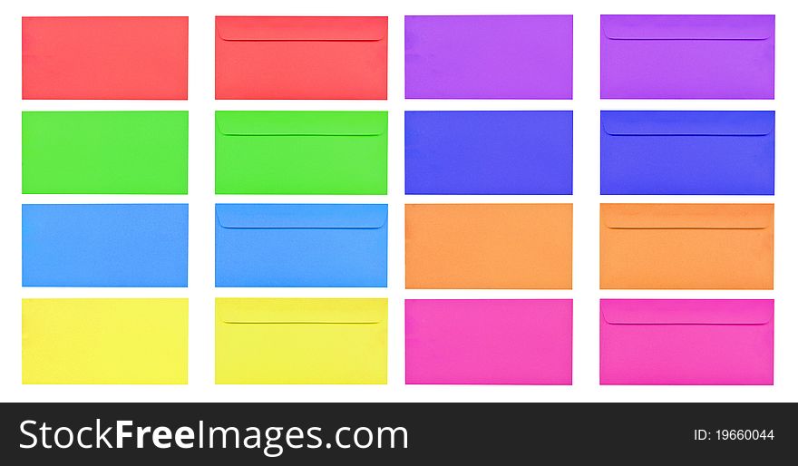 Isolated front and back of blank envelopes on white background. Isolated front and back of blank envelopes on white background