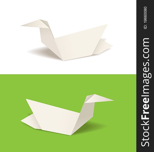 Origami white vector ducks isolated. Origami white vector ducks isolated