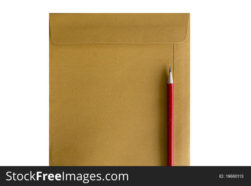 Brown Document  Letter Isolated Red Pencil