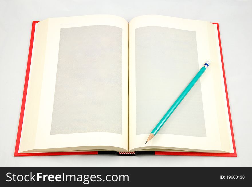 Isolated Blank Note Book Page with Gray Frame and a pencil