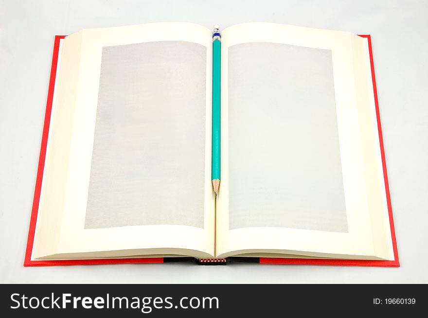 Isolated Blank Note Book Page with Gray Frame and a pencil