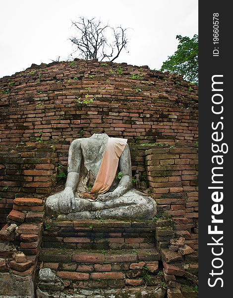 Ruin of pagoda and Buddha's statue in Thailand. Ruin of pagoda and Buddha's statue in Thailand