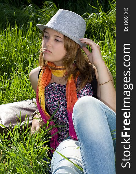 Portrait Of Teens Girl In Hat
