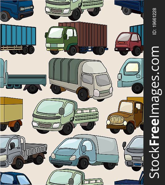Seamless truck pattern, drawing