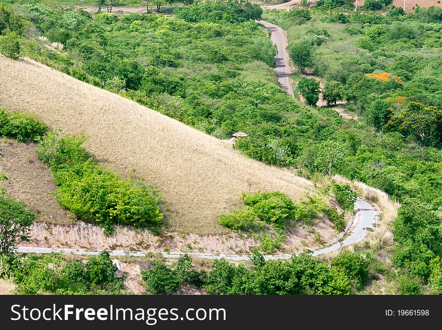 Road around the hill in Thailand