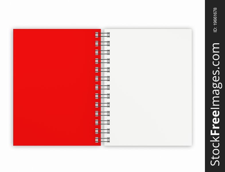 Open Red Note Book And Isolate On White Background