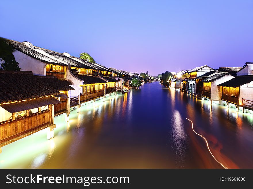 Ancient Chinese Village In Dusk