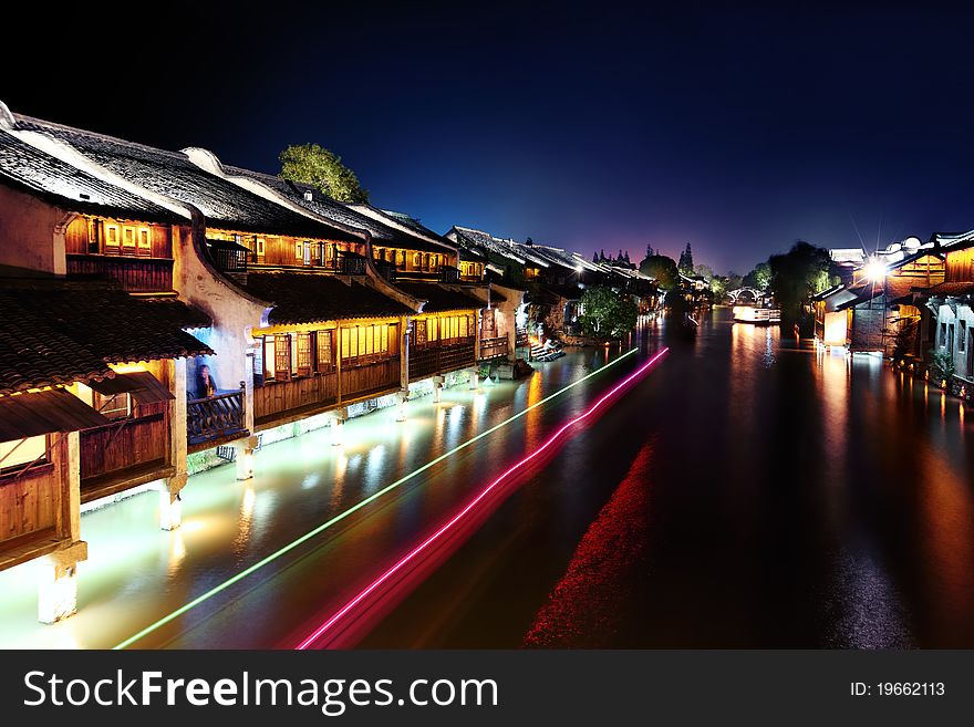 Ancient Chinese Village In Dusk