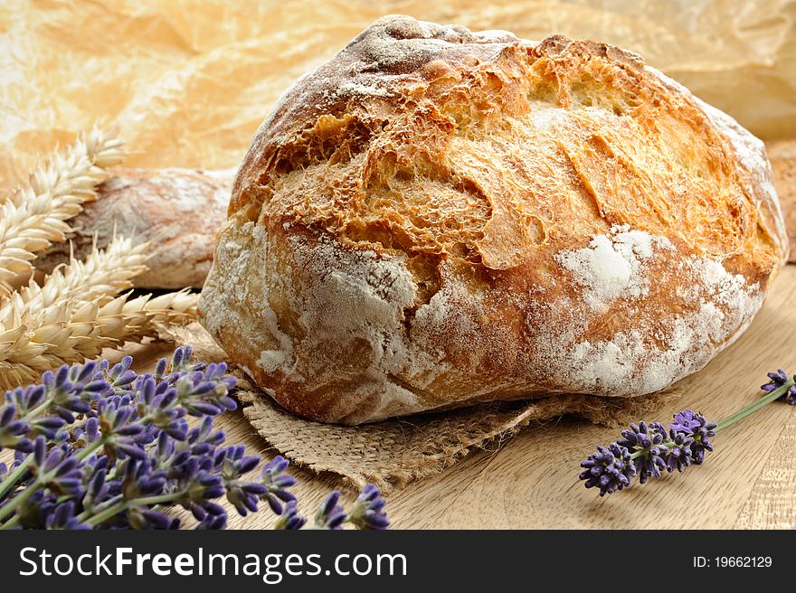 Close-up on traditional bread. Shallow DOF