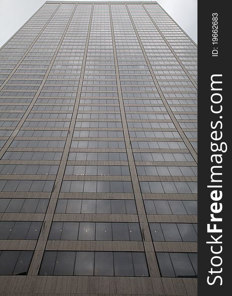 Front of an modern skyscraper in New York City