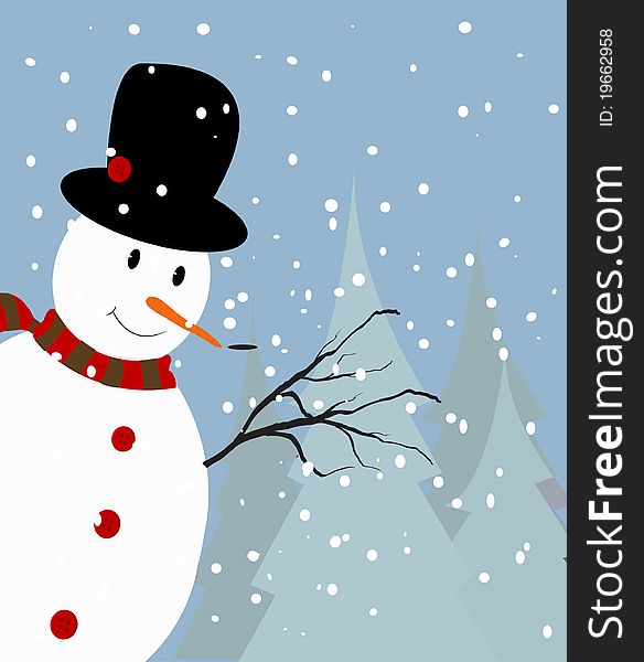 Cute Snowman Background and trees