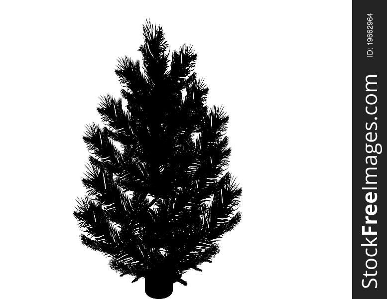 Christmas tree silhouette on white