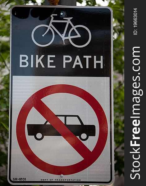 Signs, bicycle path in New York