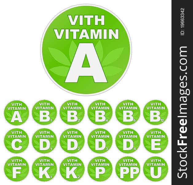 Set Of Stickers With Vitamin