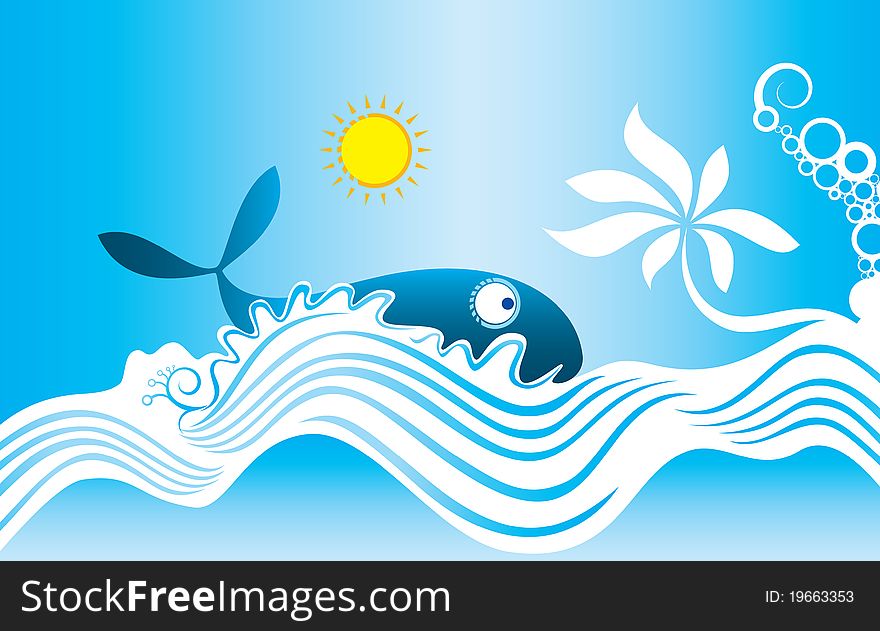 Tropical holiday view with fish swimming in the sea. Tropical holiday view with fish swimming in the sea