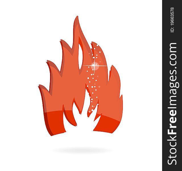 Glass and clear red fire symbol isolated