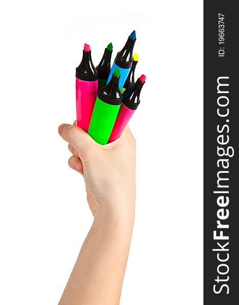 Hand Holding Colorful Markers