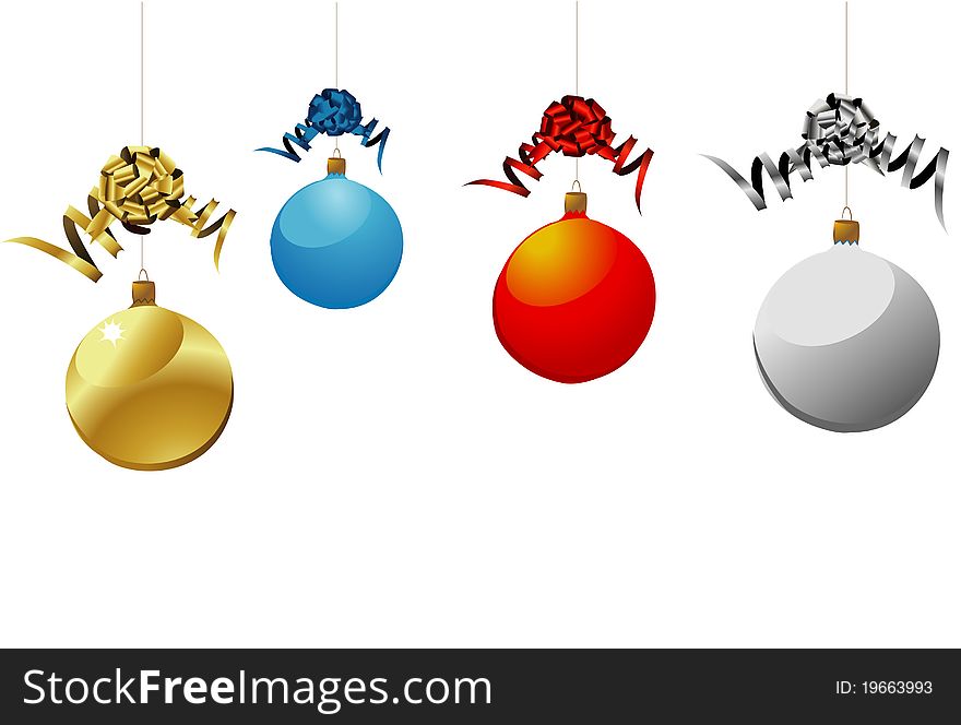 Christmas balls isolated on white