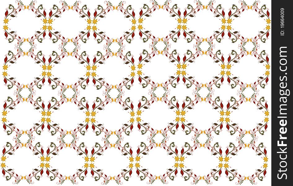 Retro Floral Pattern isolated on white