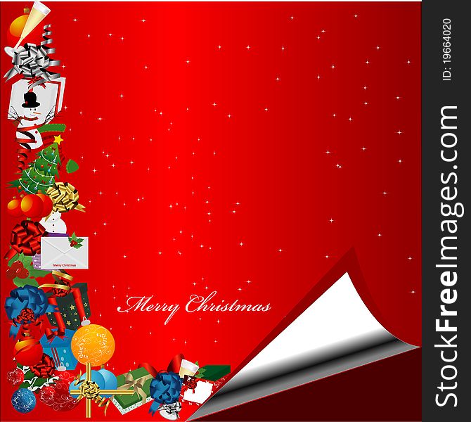 Red Christmas background with gift
