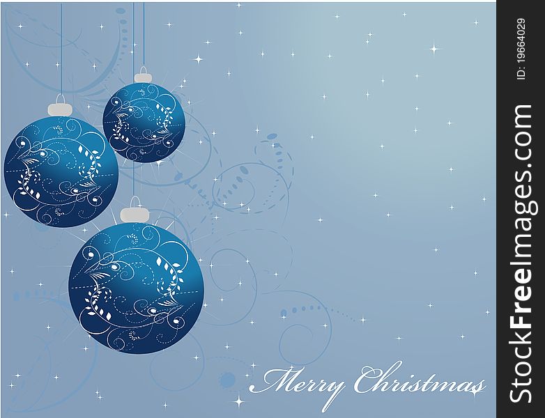 Ornamented Christmas balls backgroud on blue