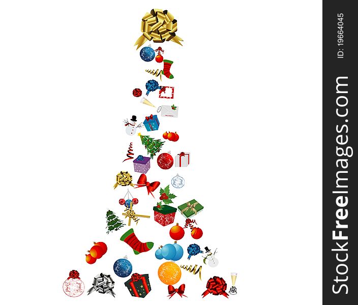 Christmas tree icon set isolated on white