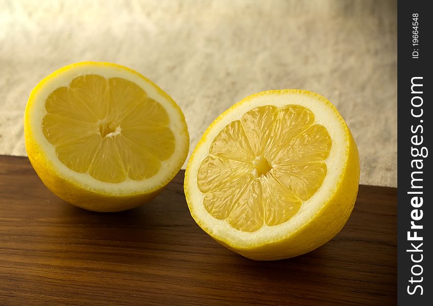 Two lemon part of the wood texture. Two lemon part of the wood texture.