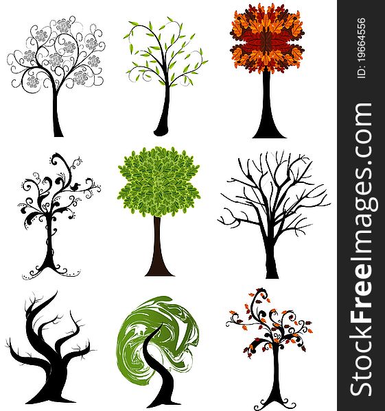 Set of  seasonal trees
