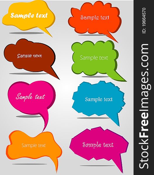 Colorful hand drawn speech and thought bubbles