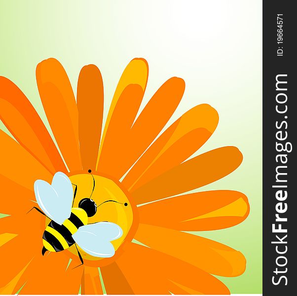 Background With Flowers And Bees