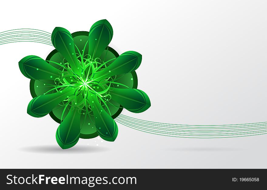 Abstract Background. Green Flower. Vector