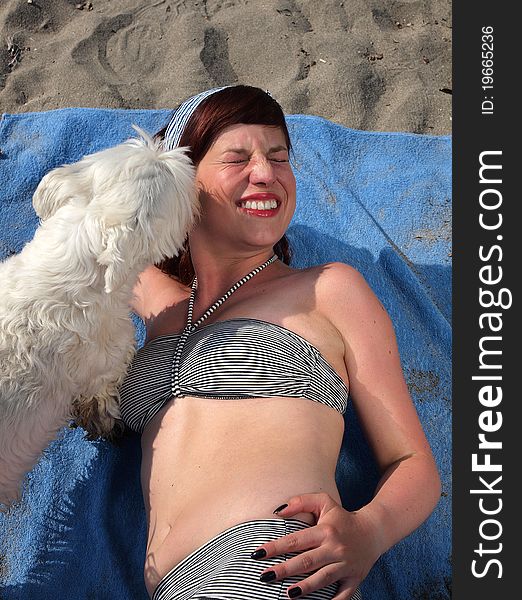 Retro girl at the beach