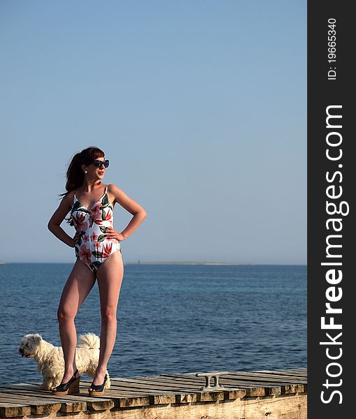 Retro girl at the beach