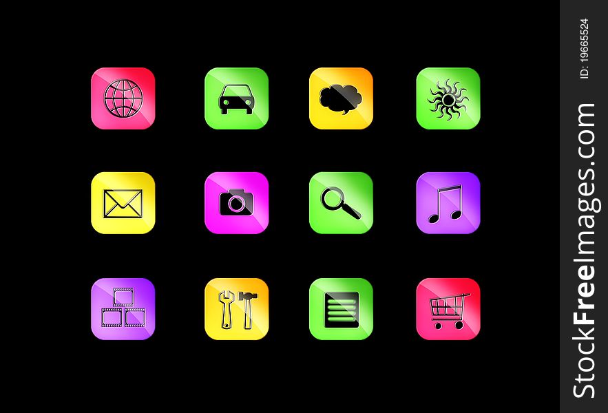 3d illustration icons isolated on a black background. 3d illustration icons isolated on a black background