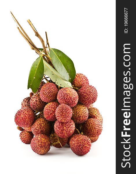 Bunch of litchi on white background