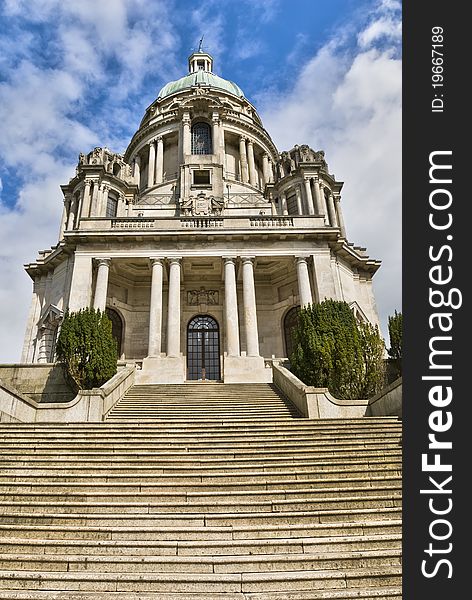 Flight of steps leading to the Ashton Memorial, Williamson' s Park, Lancaster, England.