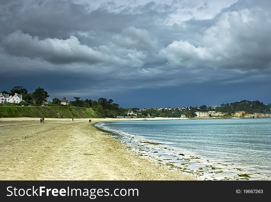 Beach in Morgat during storm. Beach in Morgat during storm