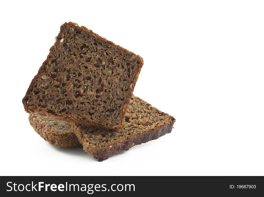 Some slices of bread on the isolated white background