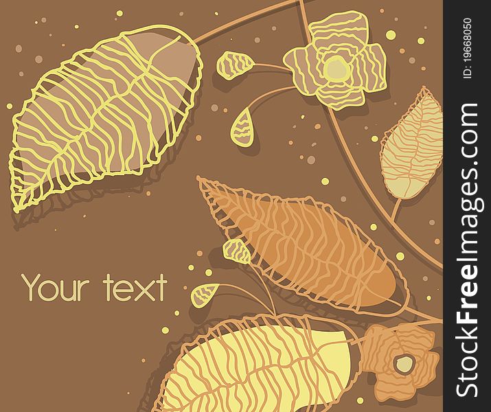 Abstract brown background with drawing plants and leafs. Abstract brown background with drawing plants and leafs